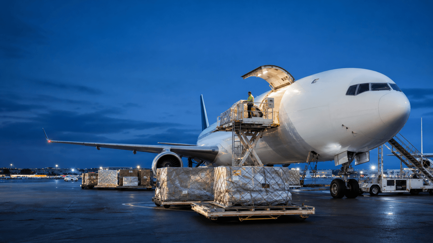 Avión de carga preparado para una operación logística